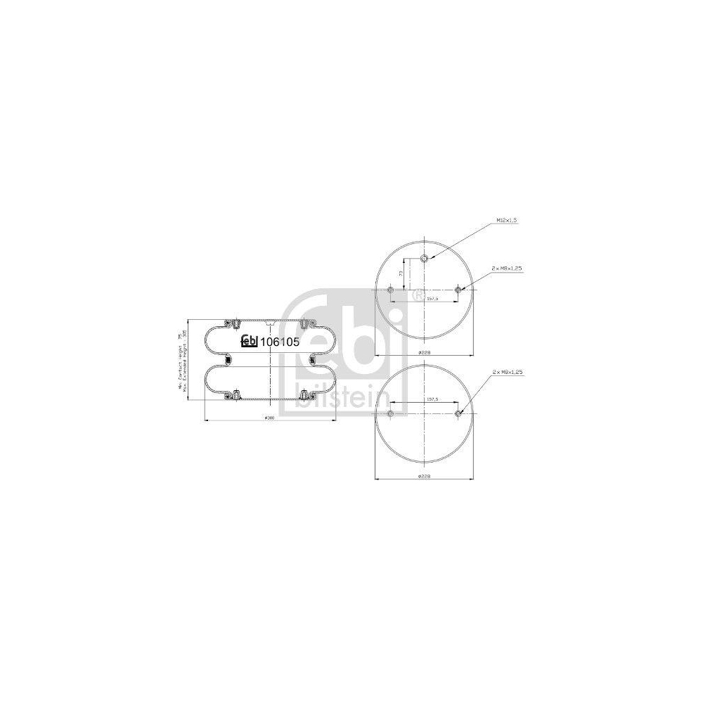 Federbalg, Luftfederung FEBI BILSTEIN 106105 für BPW KRONE SCHMITZ CARGOBULL