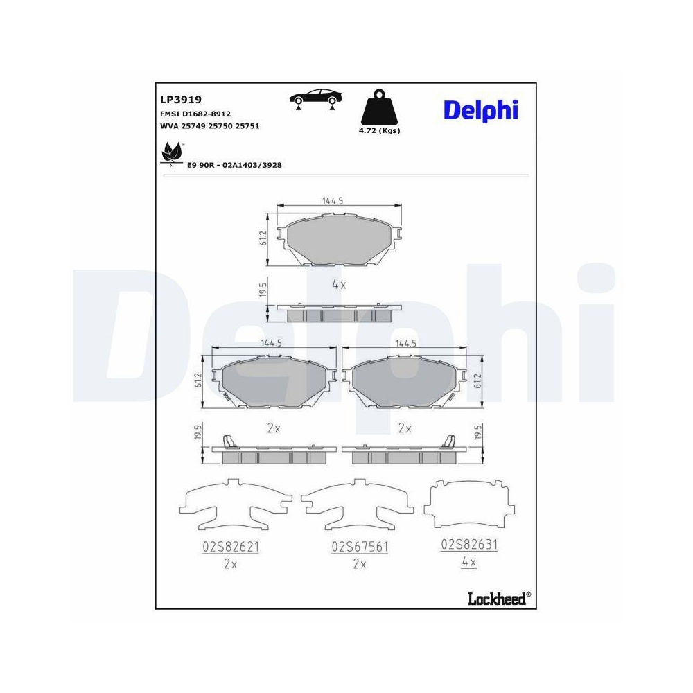 DELPHI LP3919 Bremsbelagsatz, Scheibenfeststellbremse f&uuml;r FUSO (MITSUBISHI)