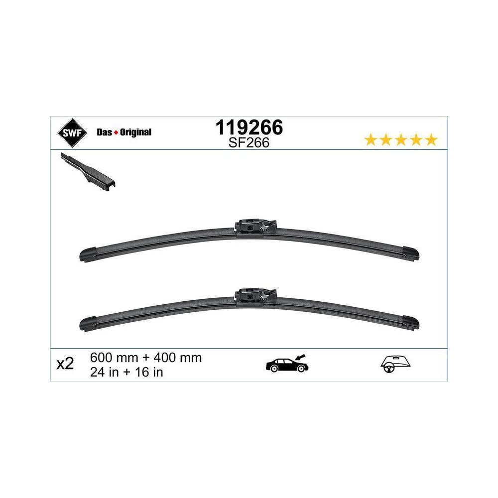 Wischblatt SWF 119266 DAS ORIGINAL SET für RENAULT DACIA, vorne