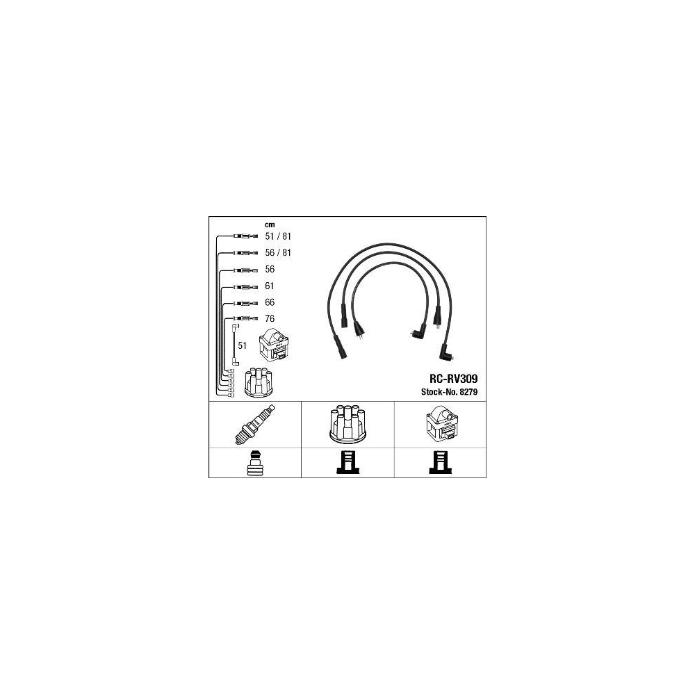 Z&uuml;ndleitungssatz NGK 8279 f&uuml;r LAND ROVER, f&uuml;r Fahrzeuge mit Z&uuml;ndverteiler