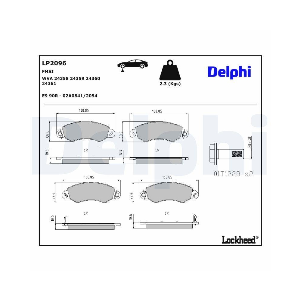 DELPHI LP2096 Bremsbelagsatz, Scheibenbremse f&uuml;r LEYLAND DAF LDV, Vorderachse