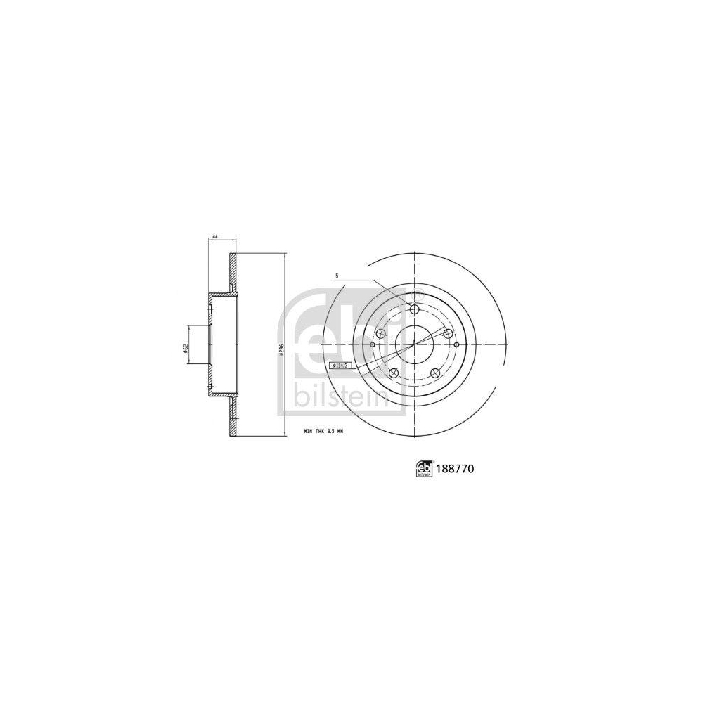 Bremsscheibe FEBI BILSTEIN 188770 f&uuml;r TOYOTA, Hinterachse