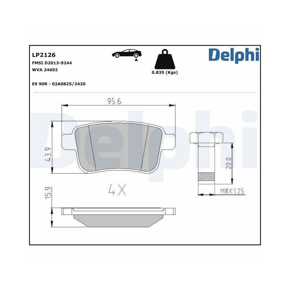 DELPHI LP2126 Bremsbelagsatz, Scheibenbremse f&uuml;r MERCEDES-BENZ NISSAN RENAULT