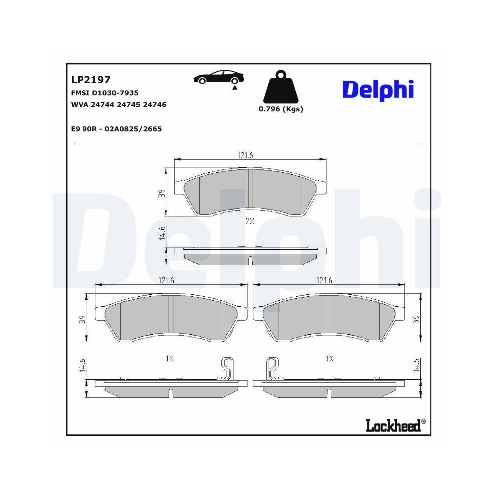 DELPHI LP2197 Bremsbelagsatz, Scheibenbremse f&uuml;r FORD CHEVROLET DAEWOO FORD USA