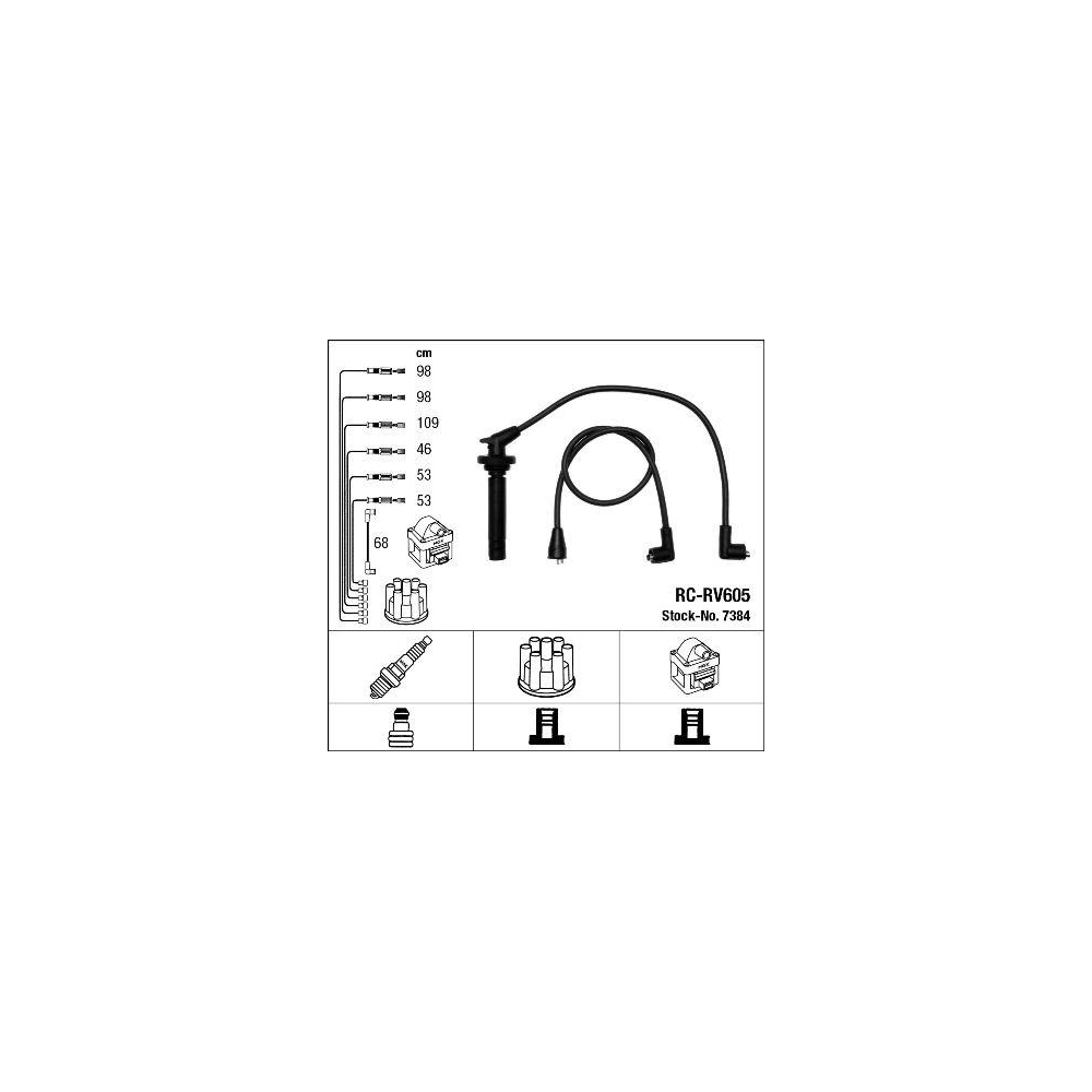 Zündleitungssatz NGK 7384 für MG ROVER, für Fahrzeuge mit Zündverteiler