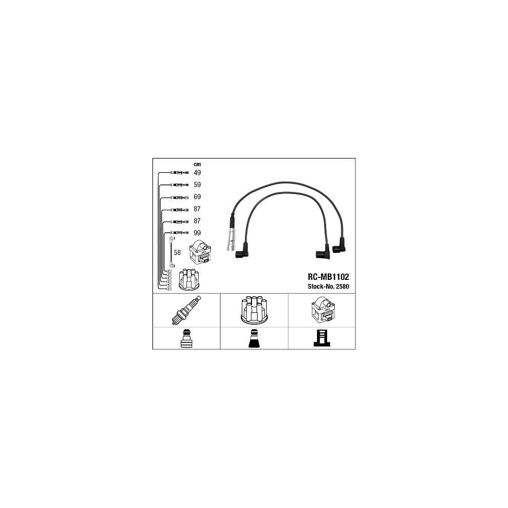 Z&uuml;ndleitungssatz NGK 2580 f&uuml;r MERCEDES-BENZ STEYR SMART MAYBACH
