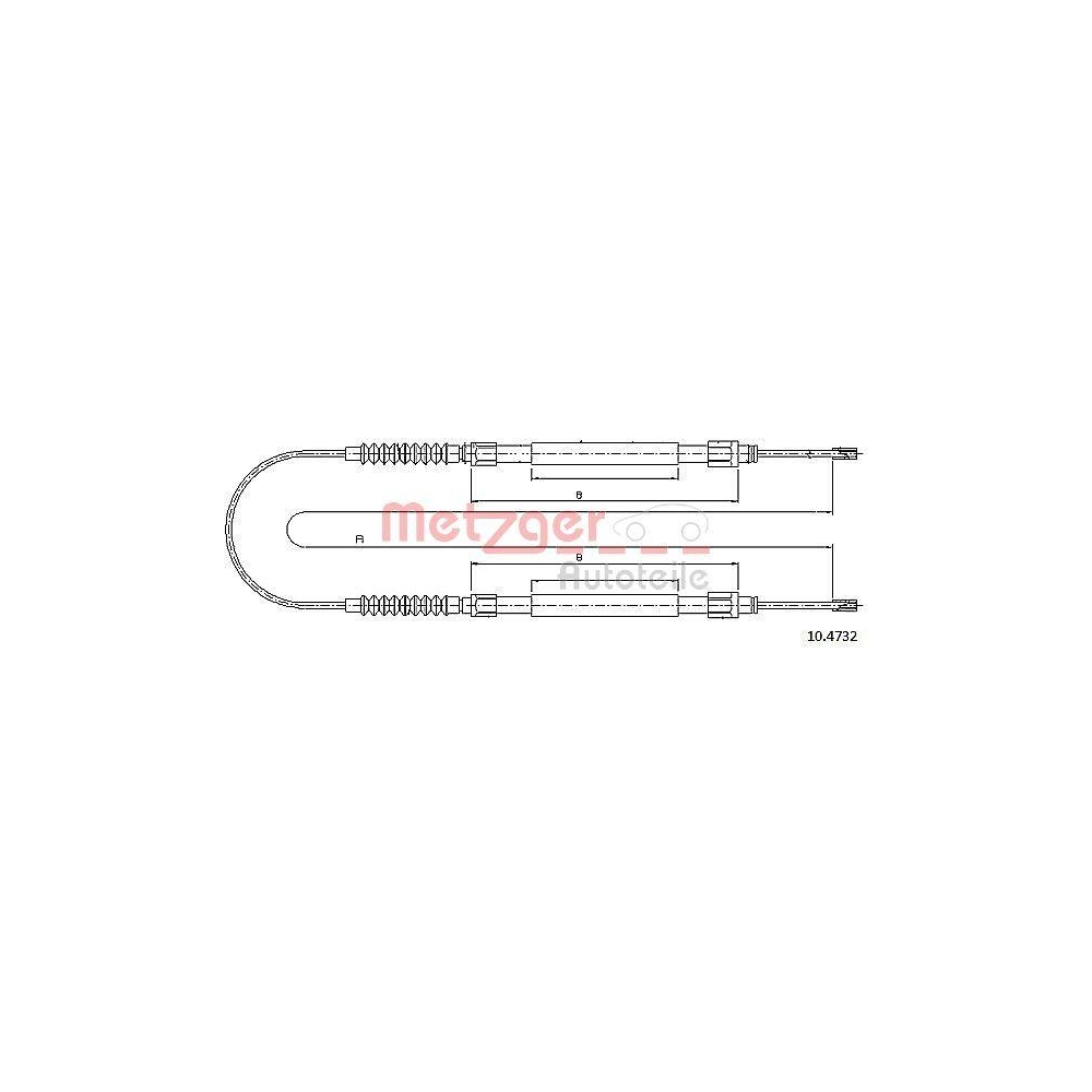 Seilzug, Feststellbremse METZGER 10.4732 f&uuml;r CITRO&Euml;N FIAT PEUGEOT, hinten