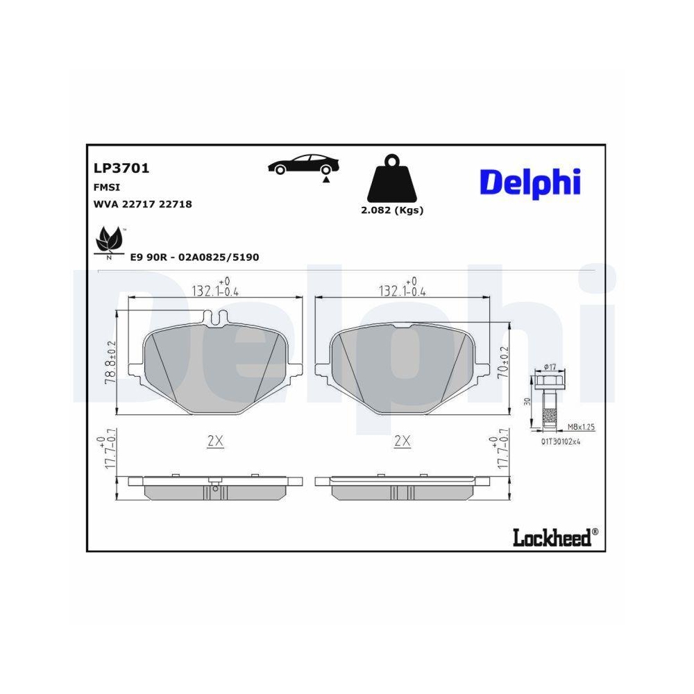 DELPHI LP3701 Bremsbelagsatz, Scheibenbremse f&uuml;r MERCEDES-BENZ, Hinterachse