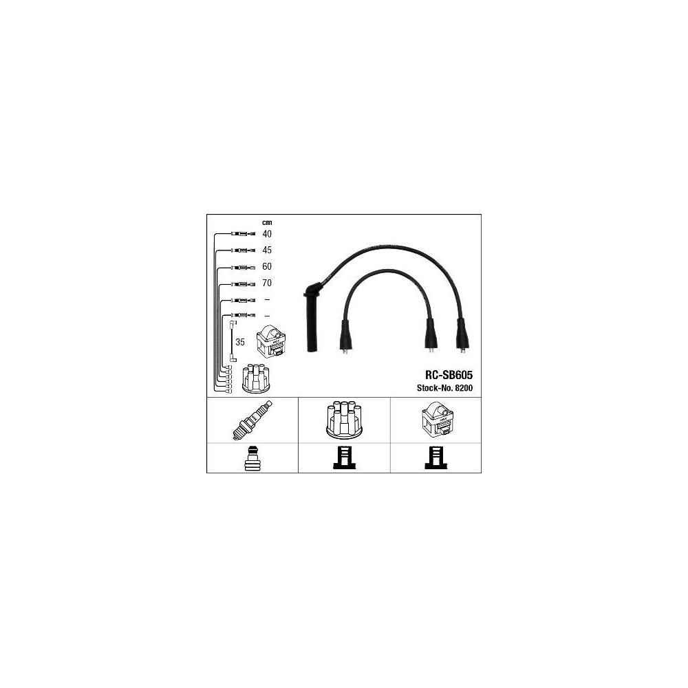Z&uuml;ndleitungssatz NGK 8200 f&uuml;r SAAB, f&uuml;r Fahrzeuge mit Z&uuml;ndverteiler