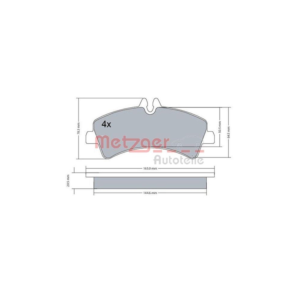 Bremsbelagsatz, Scheibenbremse METZGER 1170543 f&uuml;r MERCEDES-BENZ VAG