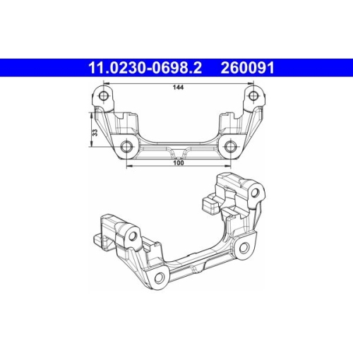 Halter, Bremssattel ATE 11.0230-0698.2 f&uuml;r FORD MAZDA VOLVO, Hinterachse