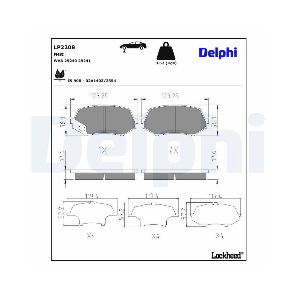 DELPHI LP2208 Bremsbelagsatz, Scheibenbremse f&uuml;r FUSO (MITSUBISHI)