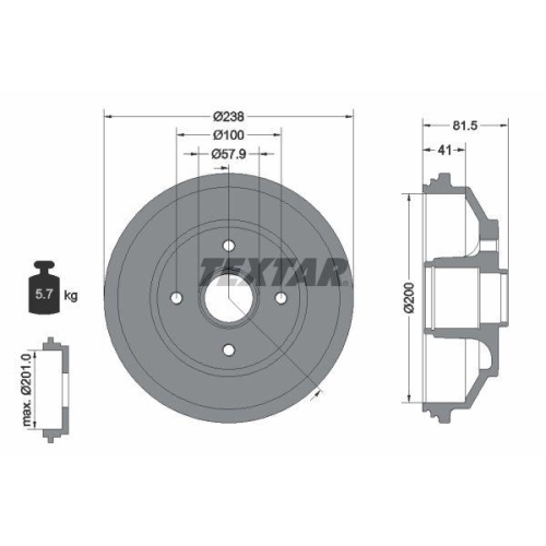 TEXTAR 94043000 Bremstrommel f&uuml;r OPEL SUBARU SUZUKI VAUXHALL, Hinterachse