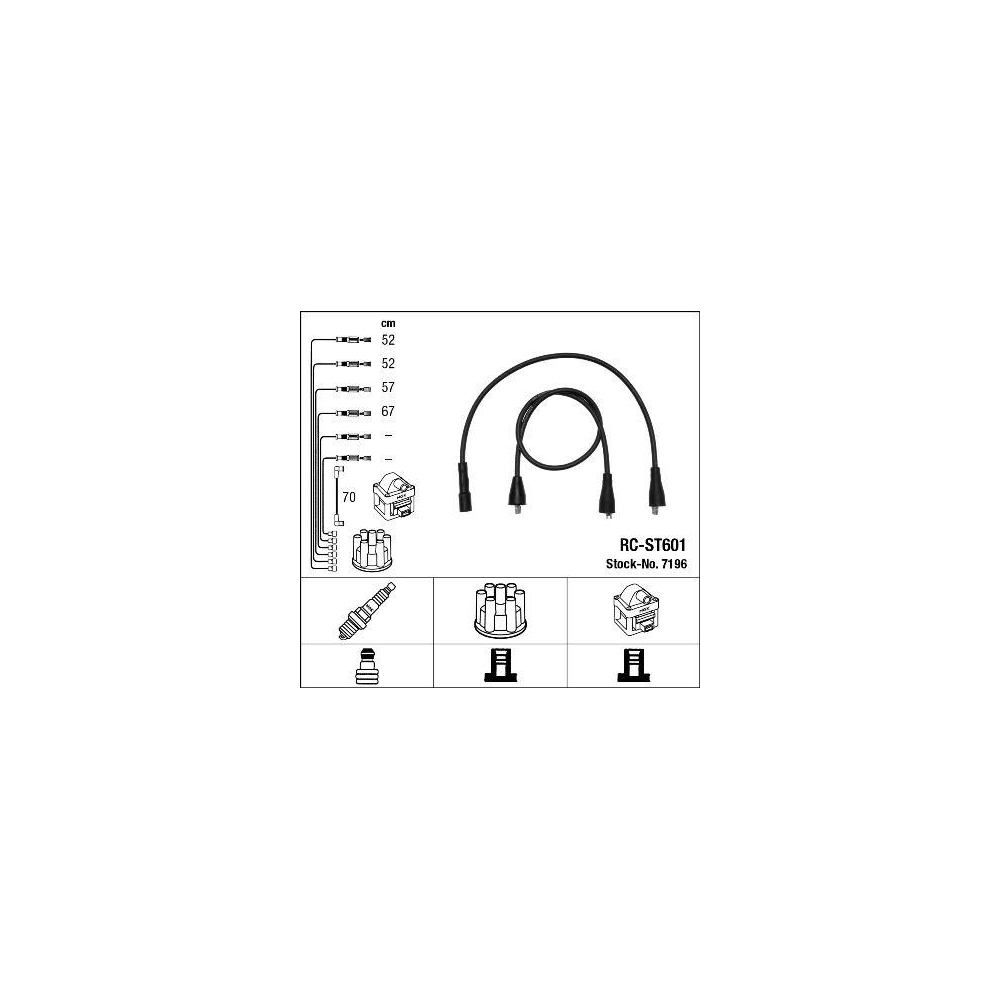 Z&uuml;ndleitungssatz NGK 7196 f&uuml;r, f&uuml;r Fahrzeuge mit Z&uuml;ndverteiler