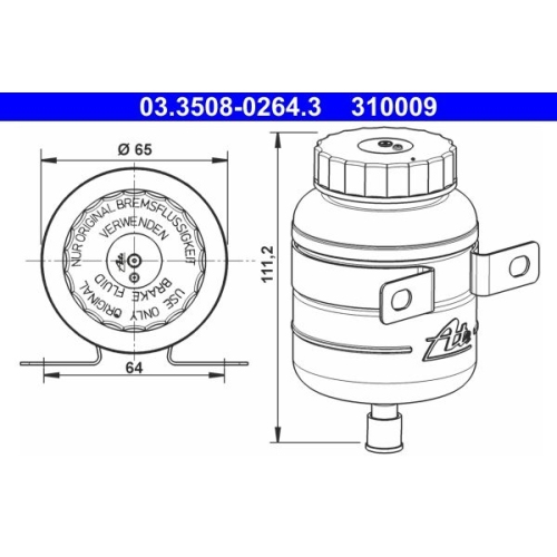 Ausgleichsbeh&auml;lter, Bremsfl&uuml;ssigkeit ATE 03.3508-0264.3 f&uuml;r HANOMAG MAN