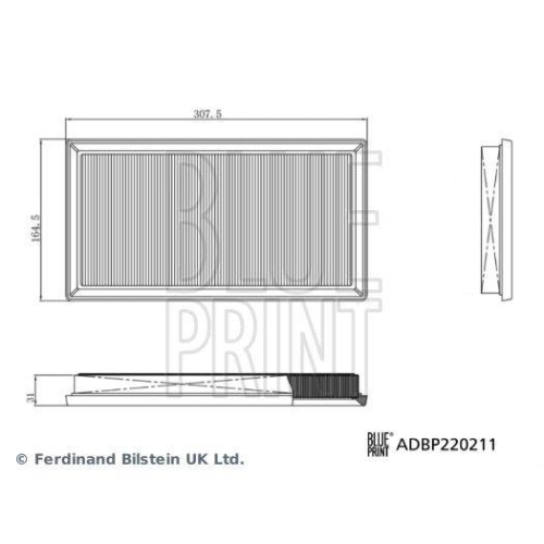 BLUE PRINT ADBP220211 Luftfilter f&uuml;r AUDI SEAT SKODA VW CUPRA