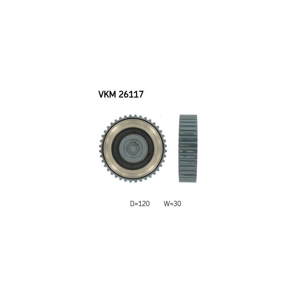 Umlenk-/F&uuml;hrungsrolle, Zahnriemen SKF VKM 26117 f&uuml;r RENAULT, oben