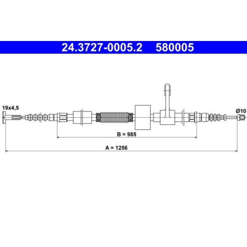 Seilzug, Feststellbremse ATE 24.3727-0005.2 f&uuml;r FIAT, hinten links