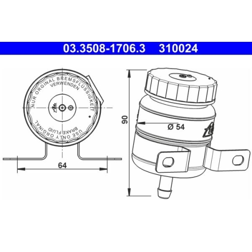 Ausgleichsbeh&auml;lter, Bremsfl&uuml;ssigkeit ATE 03.3508-1706.3 f&uuml;r MERCEDES-BENZ