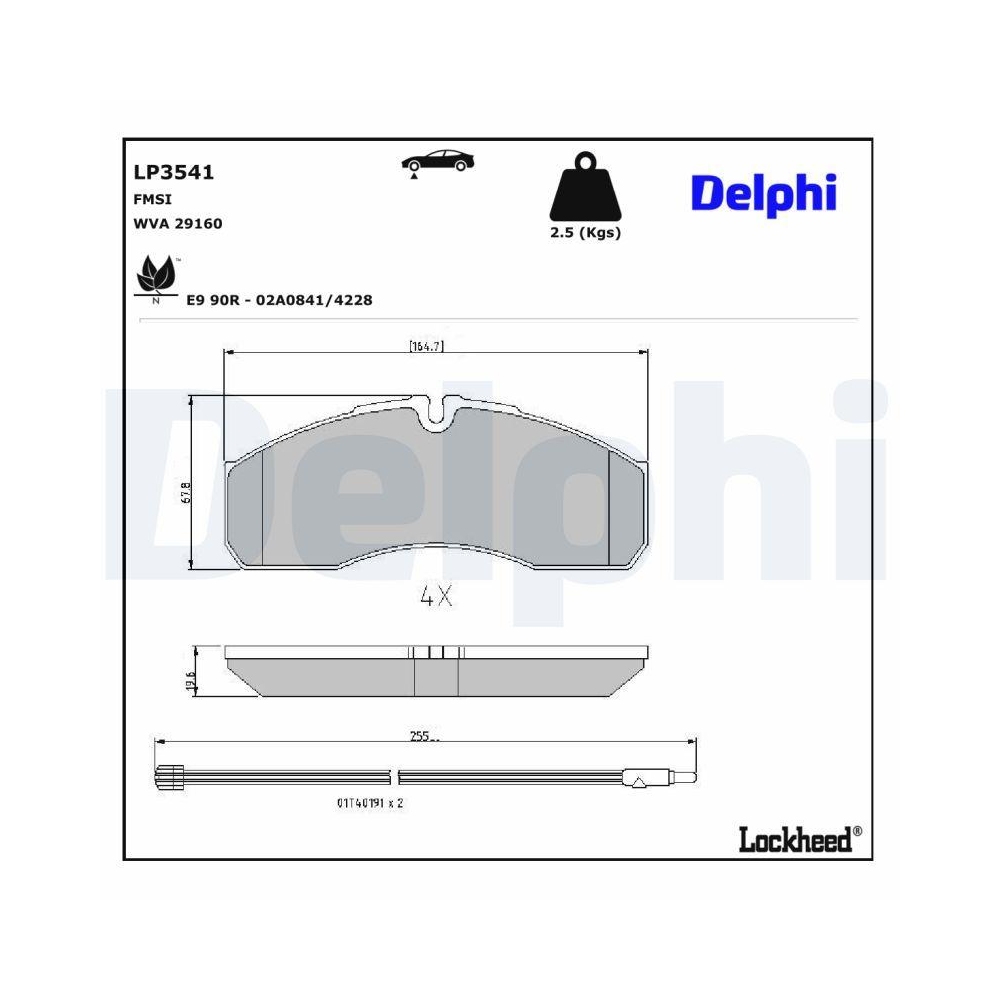 DELPHI LP3541 Bremsbelagsatz, Scheibenbremse f&uuml;r IVECO NISSAN RENAULT