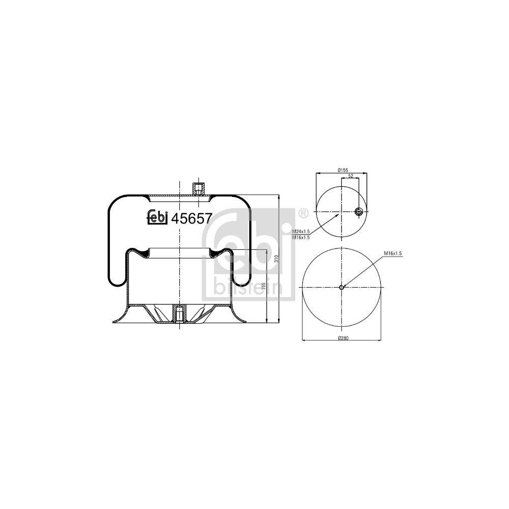 Federbalg, Luftfederung FEBI BILSTEIN 45657 für MERCEDES-BENZ, Hinterachse