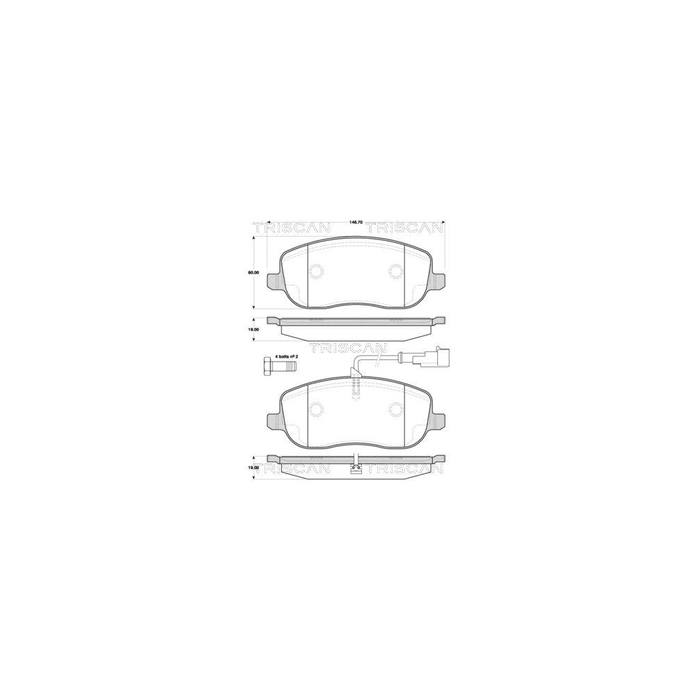 Bremsbelagsatz, Scheibenbremse TRISCAN 8110 15045 f&uuml;r FIAT, Vorderachse