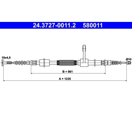 Seilzug, Feststellbremse ATE 24.3727-0011.2 f&uuml;r FIAT, hinten links