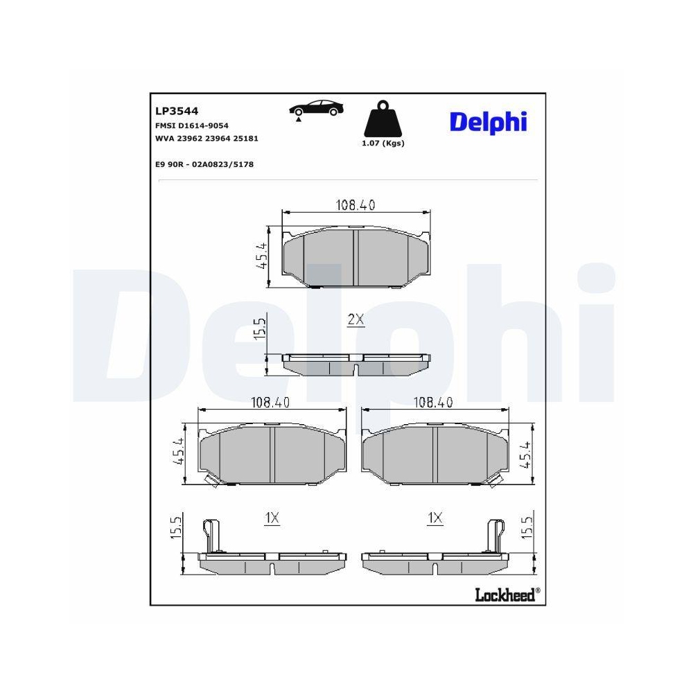 DELPHI LP3544 Bremsbelagsatz, Scheibenbremse f&uuml;r SUZUKI, Vorderachse