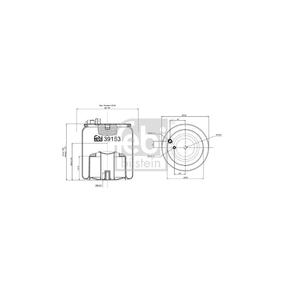 FEBI BILSTEIN Federbalg, Luftfederung 39153 f&uuml;r MAN, Hinterachse