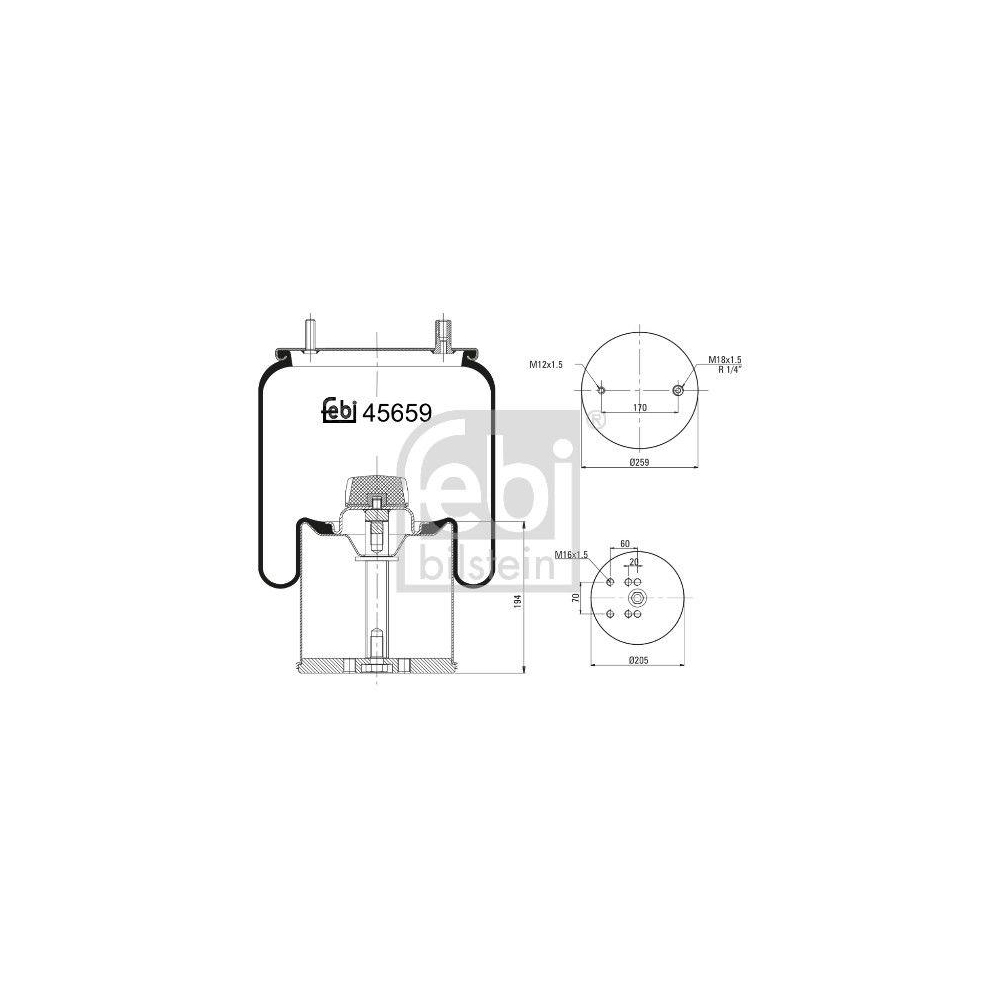 Federbalg, Luftfederung FEBI BILSTEIN 45659 für BPW SCHMITZ CARGOBULL