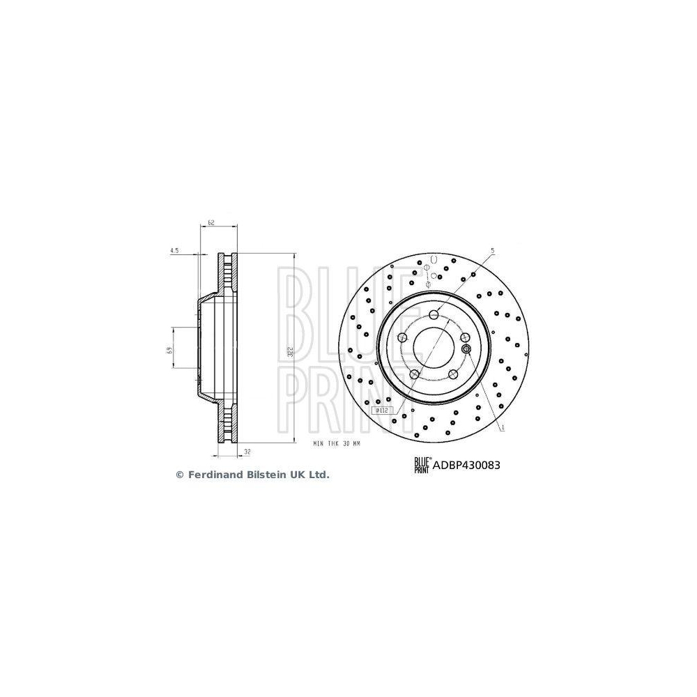 BLUE PRINT ADBP430083 2 St&uuml;ck Bremsscheiben f&uuml;r MERCEDES-BENZ, Vorderachse