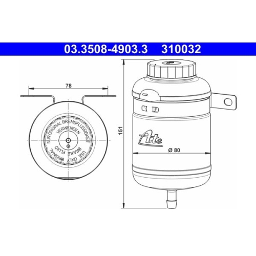 Ausgleichsbeh&auml;lter, Bremsfl&uuml;ssigkeit ATE 03.3508-4903.3 f&uuml;r FORD MERCEDES-BENZ
