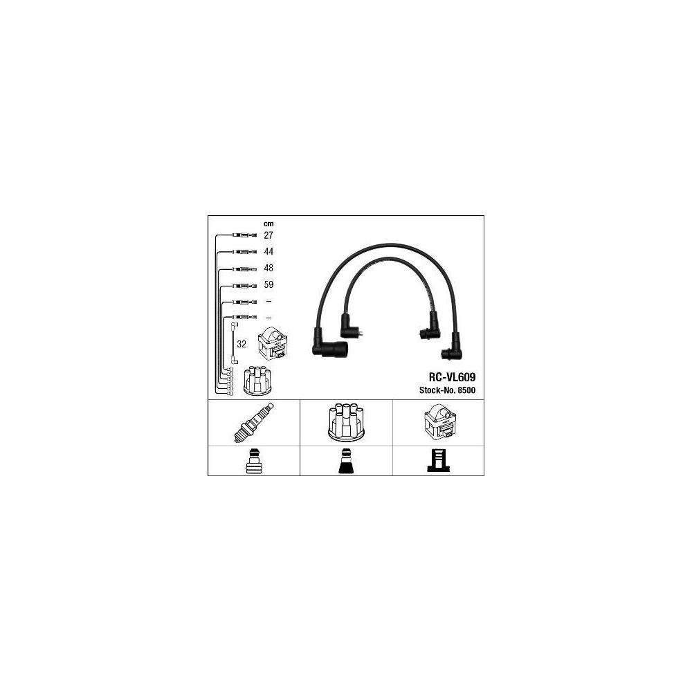 Z&uuml;ndleitungssatz NGK 8500 f&uuml;r VOLVO, f&uuml;r Fahrzeuge mit Z&uuml;ndverteiler