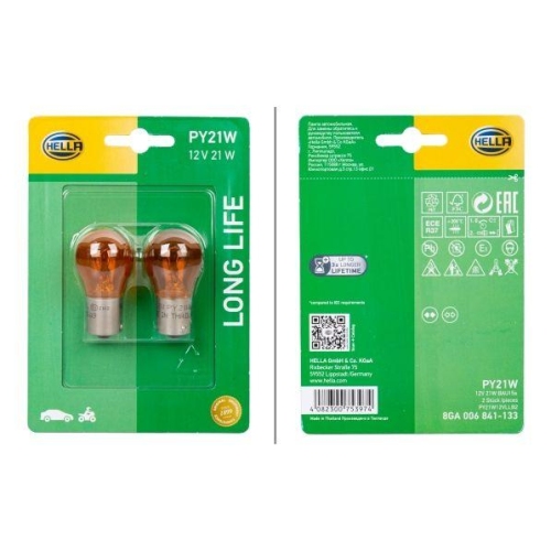 HELLA 8GA 006 841-133 Gl&uuml;hlampe, Blinkleuchte LONG LIFE UP TO 3x LONGER LIFETIME