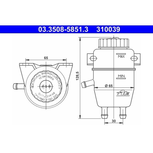 Ausgleichsbehälter, Bremsflüssigkeit ATE 03.3508-5851.3 für BMW