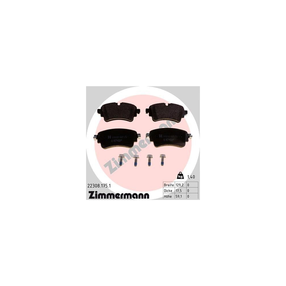Bremsbelagsatz, Scheibenbremse ZIMMERMANN 22308.175.1 f&uuml;r AUDI VAG AUDI (FAW)