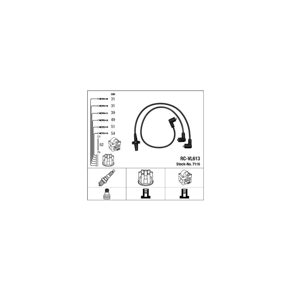 Zündleitungssatz NGK 7116 für, für Fahrzeuge mit Zündverteiler
