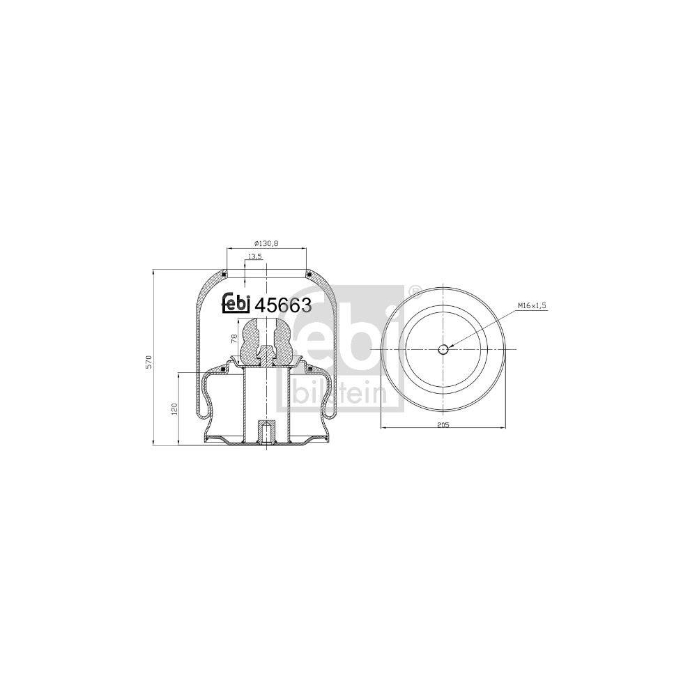 Federbalg, Luftfederung FEBI BILSTEIN 45663 für MERCEDES-BENZ EVOBUS