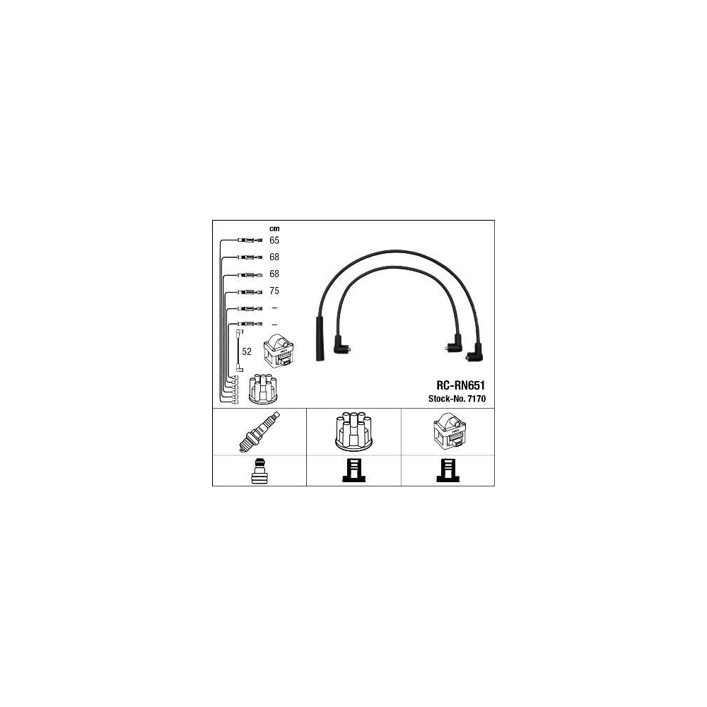 Z&uuml;ndleitungssatz NGK 7170 f&uuml;r, f&uuml;r Fahrzeuge mit Z&uuml;ndverteiler