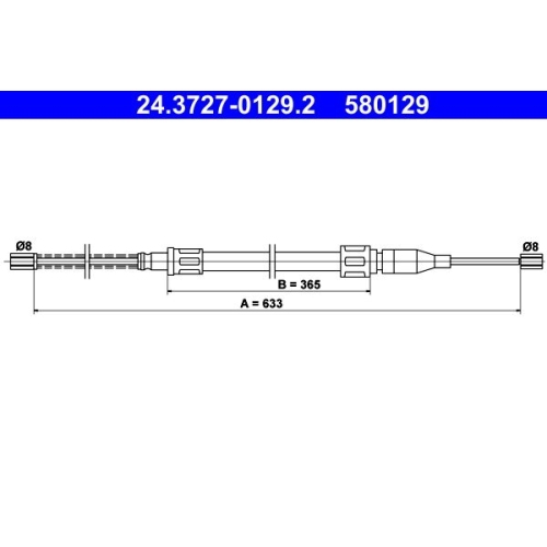 Seilzug, Feststellbremse ATE 24.3727-0129.2 f&uuml;r VAG, hinten