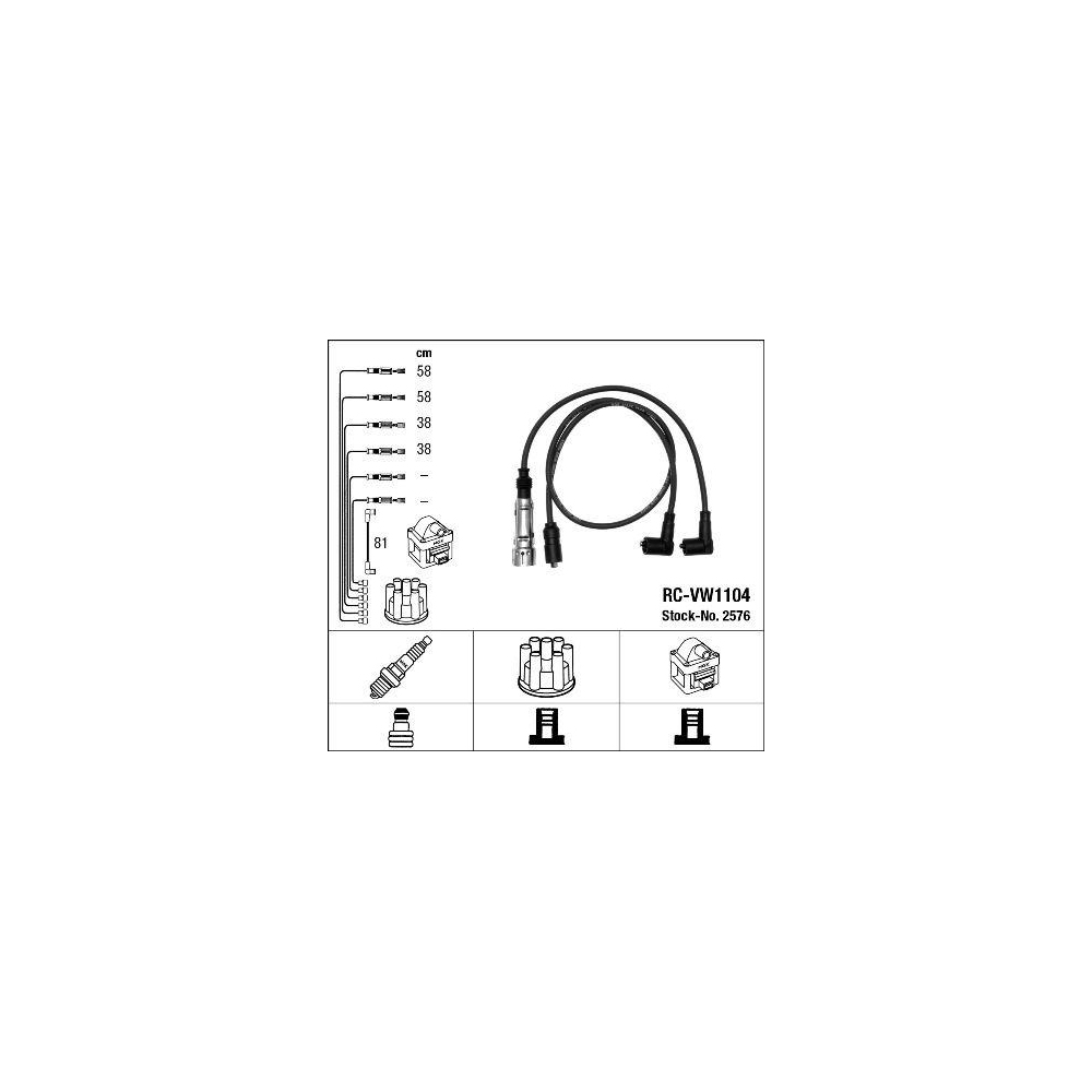 Z&uuml;ndleitungssatz NGK 2576 f&uuml;r, f&uuml;r Fahrzeuge mit Z&uuml;ndverteiler