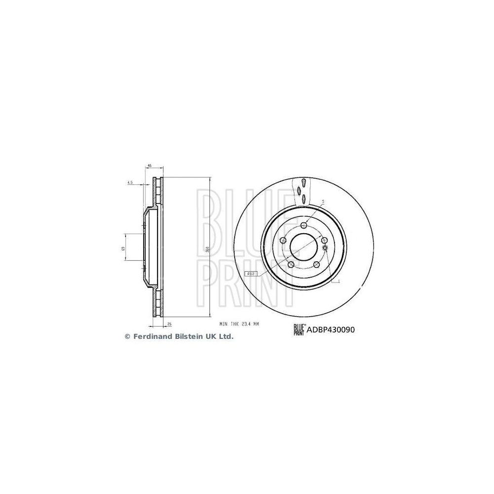BLUE PRINT ADBP430090 2 St&uuml;ck Bremsscheiben f&uuml;r MERCEDES-BENZ, Hinterachse