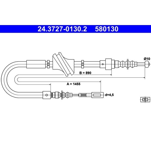 Seilzug, Feststellbremse ATE 24.3727-0130.2 f&uuml;r VAG, hinten
