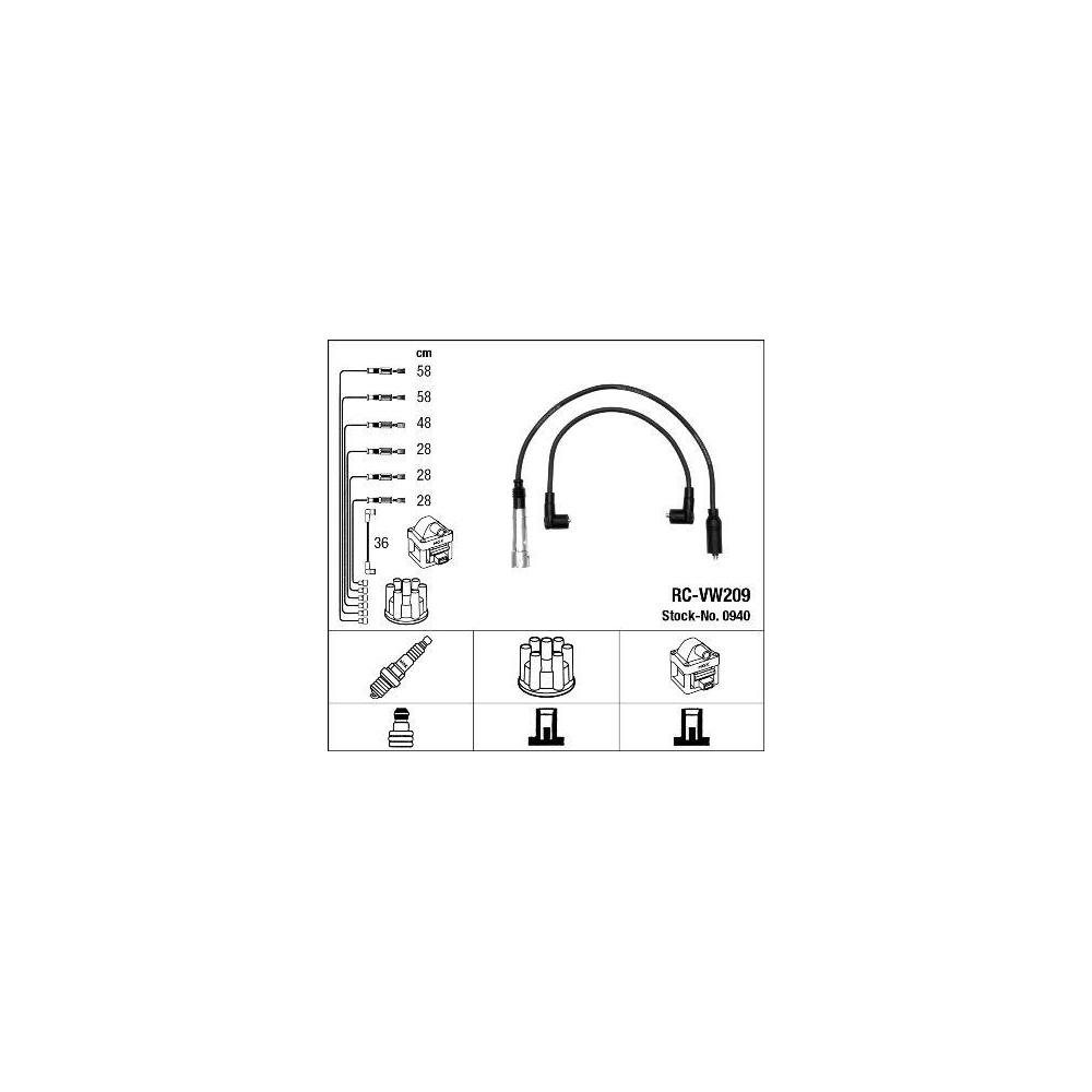 Z&uuml;ndleitungssatz NGK 0940 f&uuml;r, f&uuml;r Fahrzeuge mit Z&uuml;ndverteiler