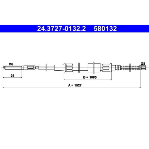 Seilzug, Feststellbremse ATE 24.3727-0132.2 f&uuml;r SEAT VAG, hinten