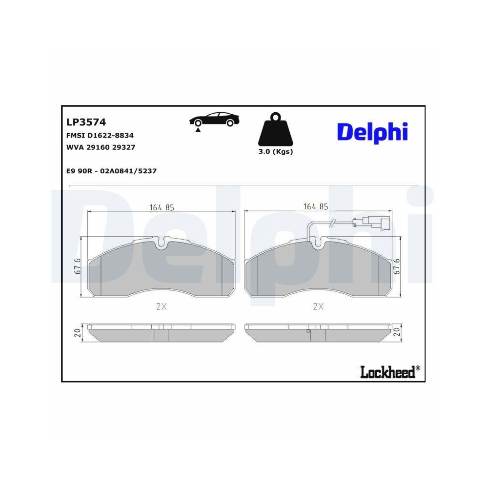 DELPHI LP3574 Bremsbelagsatz, Scheibenbremse f&uuml;r NISSAN RENAULT TRUCKS