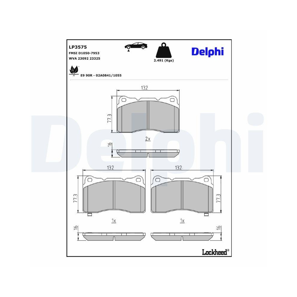 DELPHI LP3575 Bremsbelagsatz, Scheibenbremse f&uuml;r HONDA, Vorderachse