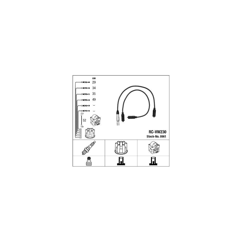 Z&uuml;ndleitungssatz NGK 0961 f&uuml;r AUDI SEAT SKODA VW LAMBORGHINI BENTLEY