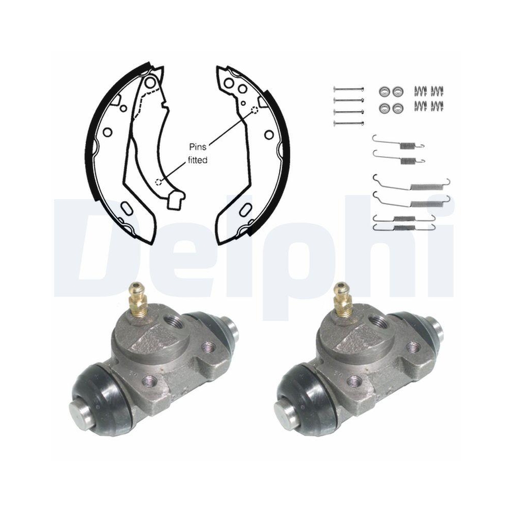 Bremsbackensatz DELPHI KP666 für PEUGEOT RENAULT, Hinterachse