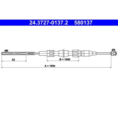 Seilzug, Feststellbremse ATE 24.3727-0137.2 f&uuml;r VAG, vorne